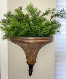 Decorative Rattan Wall Pocket  With Faux Plant Decor
