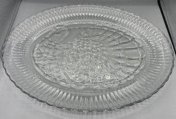 Glass Turkey Pattern Serving Platter