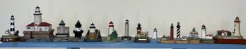 Decorative Hand Painted Resin Lighthouse Figurines - 14 Total