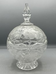 Cut Glass Pedestal Lidded Candy Bowl