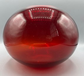 Ruby Red Round Glass Vase