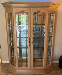 Solid Wood Lighted 5-shelf Glass Display Cabinet