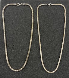 925 Sterling Silver Round Box Link Chains - 2 Total - .88 OZT Total
