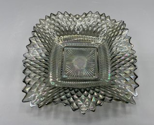 Federal Glass Co. Iridescent Ruffled Edge Bon Bon Imperial Diamond Candy Dish