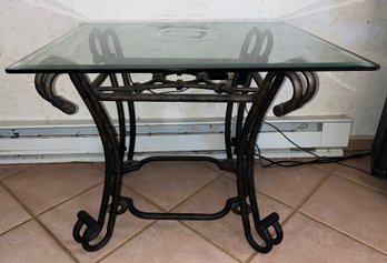 Metal Glass-top End Tables - 2 Total