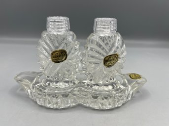 Bohemia Cut Glass Salt & Pepper Shaker Set - Made In Czech-republic