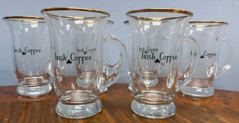 'irish Coffee' Gold Rim Glass Mugs Set Of 6
