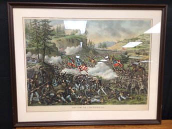 Framed Picture Art Of The Battle Of Chickamauga - (25in Tall X 31n Long)