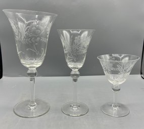Crystal Drinking Glass Set - 3 Styles - 25 Total