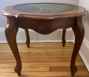 Solid Wood Glass-top End Table