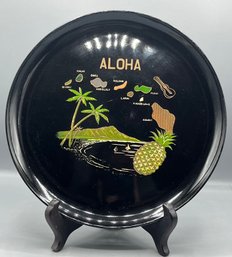 Hand Painted Hawaiin Islands Pattern Plastic Plate