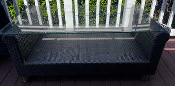 Outdoor Wicker Rattan Glass Top Table