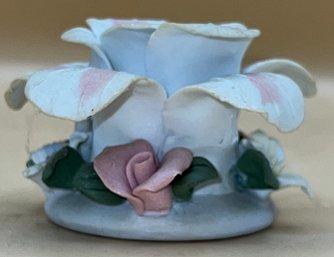 Fine Porcelain Floral Candlestick Holder