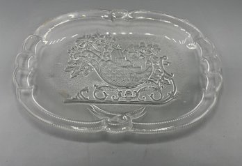 Glass Holiday Sleigh Pattern Dish