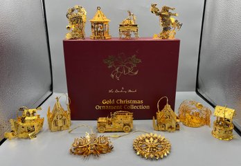 The Danbury Mint Gold Christmas Ornament Collection - 12 Total