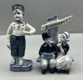 Delft Blue Porcelain Figurines - 2 Total