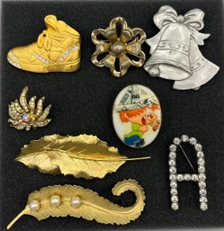 Assorted Brooches/pins - 8 Total