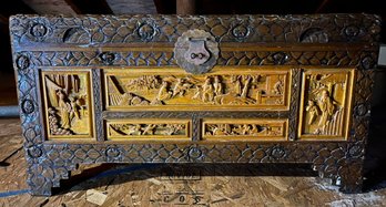 Vintage Hand Carved Chinese Camphor Storage Chest