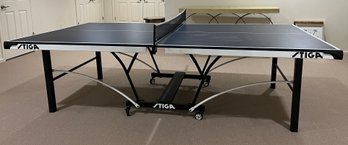 Stiga Regulation Size Folding Ping Pong Table With Net & Balls Included - On Wheels - Model T8521