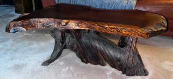 Mid Century Live Edge Slab Coffee Table