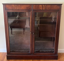 Solid Wood Storage Cabinet With Glass Doors & Multiple Shelves