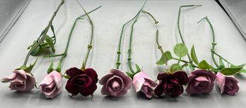 Decorative Bone China Roses - 8 Total
