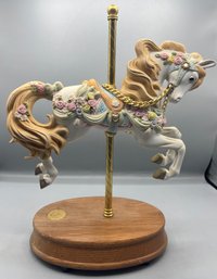 Scarborough Fair Carousel Hand Painted Porcelain Horse Music Box Figurine