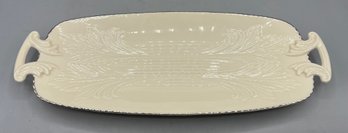 Lenox Porcelain Platinum Trim Serving Tray With Handles