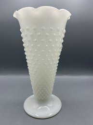 Vintage Anchor Hocking Hobnail Milk Glass Trumpet Vase