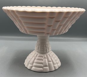 1950s Jeanette Co. Pink Milk Glass Louisa Pattern Footed Bowl Compote