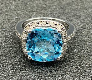 925 Silver Blue Topaz Gemstone Ring - Size 7 - .20 OZT