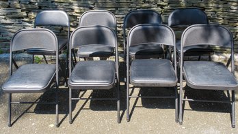 Black Metal Folding Chairs - 8 Chairs Total