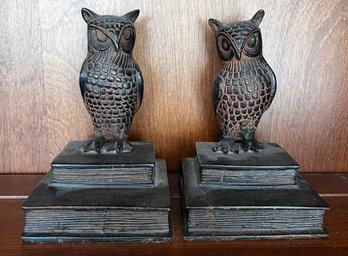 Cast Metal Owl Bookends