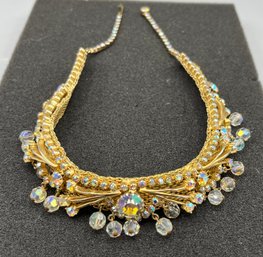 Dallet Gold Toned Faux Jeweled Costume Jewelry Necklace