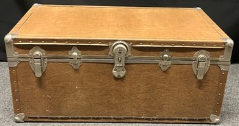 Faux Leather Storage Trunk - Key Not Included