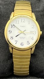 Timex Gold Tone Indiglo WR30M Mens Watch With Stretch Band