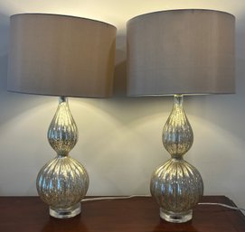 Decorative Mercury Glass 3-way Setting Table Lamps - 2 Total