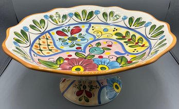 Tabletops Lifestyle Castalia Pattern Decorative Ceramic Pedestal Fruit Bowl
