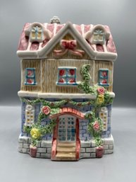 Hand Painted Collectible House Ceramic Cookie Jar