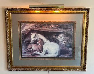 Decorative Horse Pattern Print Framed With Frame Lamp Included