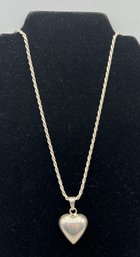 925 Silver Necklace With Heart Shaped Pendant - .94 OZT Total