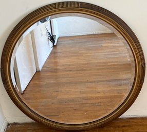 Solid Wood Framed Gold Tone Round Wall Mirror