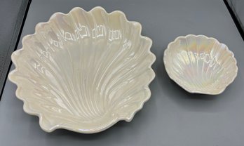 Maddux Of California Handcrafted Pottery Iridescent Shell Bowl & Trinket Dish - #3039