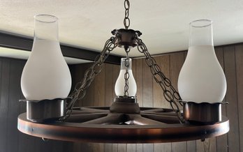 Wooden Wagon Wheel Style 5-bulb Chandelier