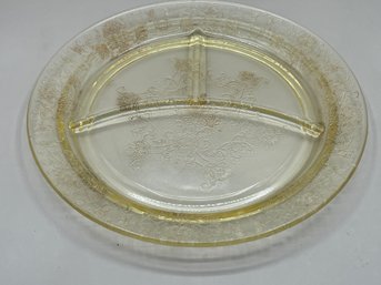 Yellow Depression Glass Sectional Platter