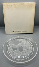 Sasaki Etched Crystal Hummingbird Pattern Serving Platter - Box Included