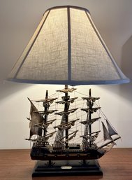 The Bonhomme Richard Wooden Ship Table Lamp - Made In Taiwan