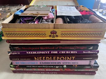 Needlepoint Book Lot With J&P Coats Threads