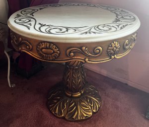 Vintage Hollywood Regency Styled Italian Marble Top Serpentine  End Table