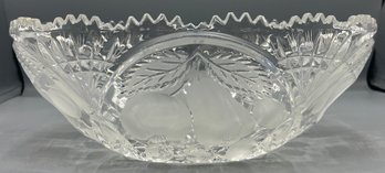 Decorative Etched Crystal Oval Bowl